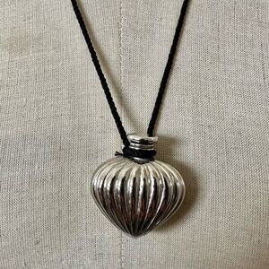 Debbie J. Palmer Signed Silver tone  Heart Perfume Vessel Necklace